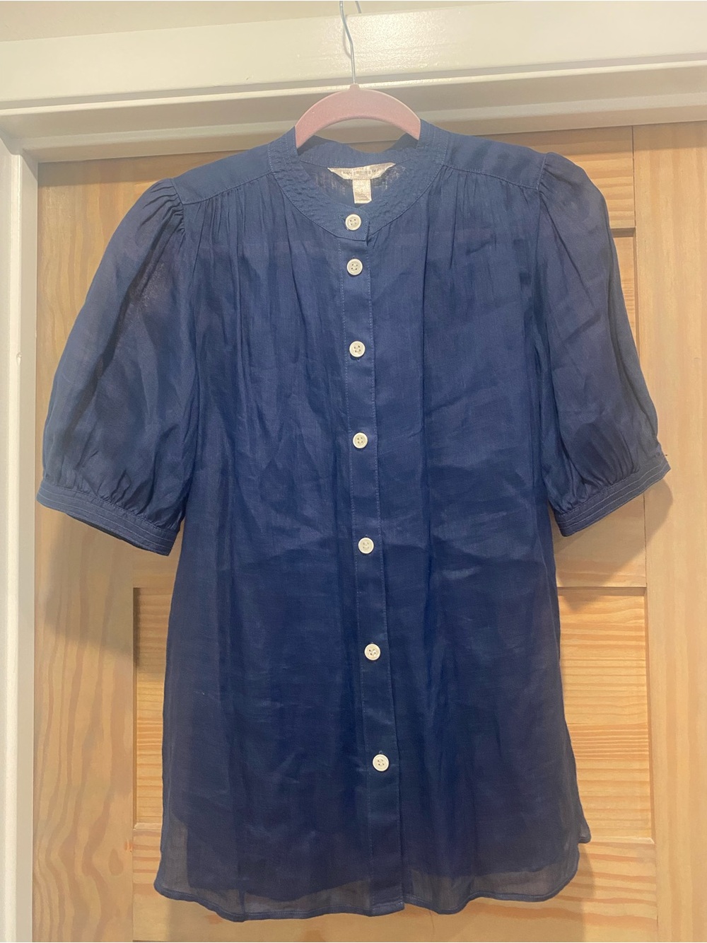 Banana Republic Navy Button-Front Short Sleeve Shirt